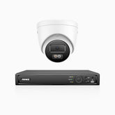 H800 - 4K 4 Kanal PoE Überwachungskamera-Set mit 1 Kamera, Farbe & IR Nachtsicht, Personen- und Fahrzeugerkennung, 96° Sichtfeld, Eingebautes Mikrofon, Unterstützt RTSP